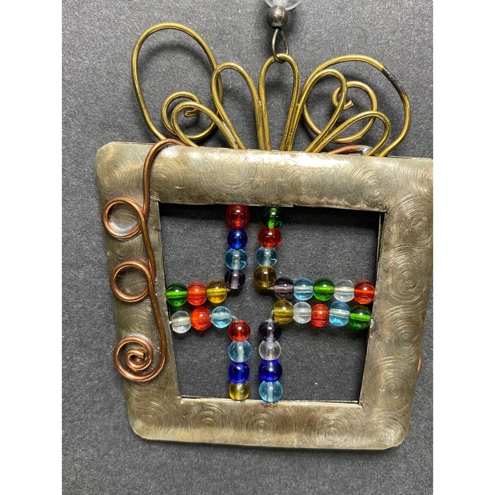 Handcrafted Beaded Gift Box Christmas Ornament Mix‎ Metals Brass Copper Metal